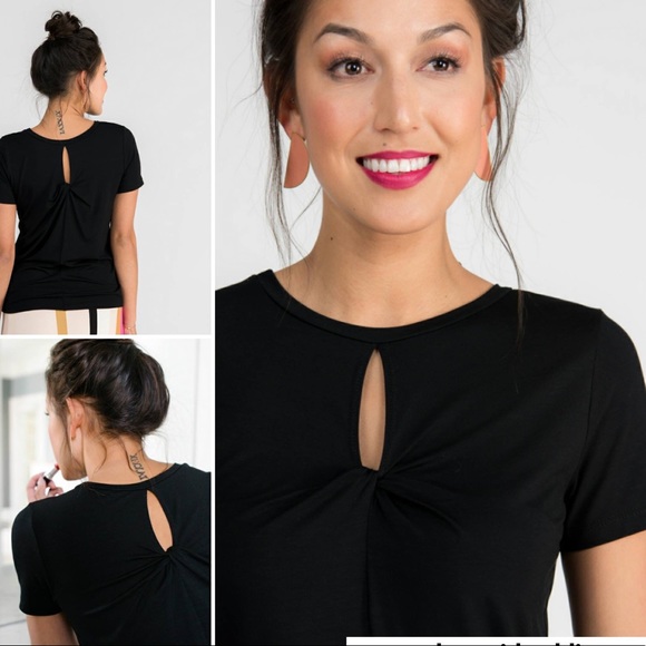 ⓝⓔⓦ Agnes & Dora Twist Keyhole Top •Black - Picture 2 of 6